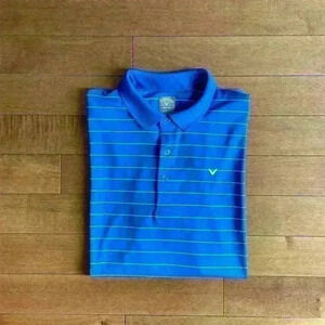 Callaway | Men’s opti-dri striped blue and white shirt sleeve golf tshirt size L